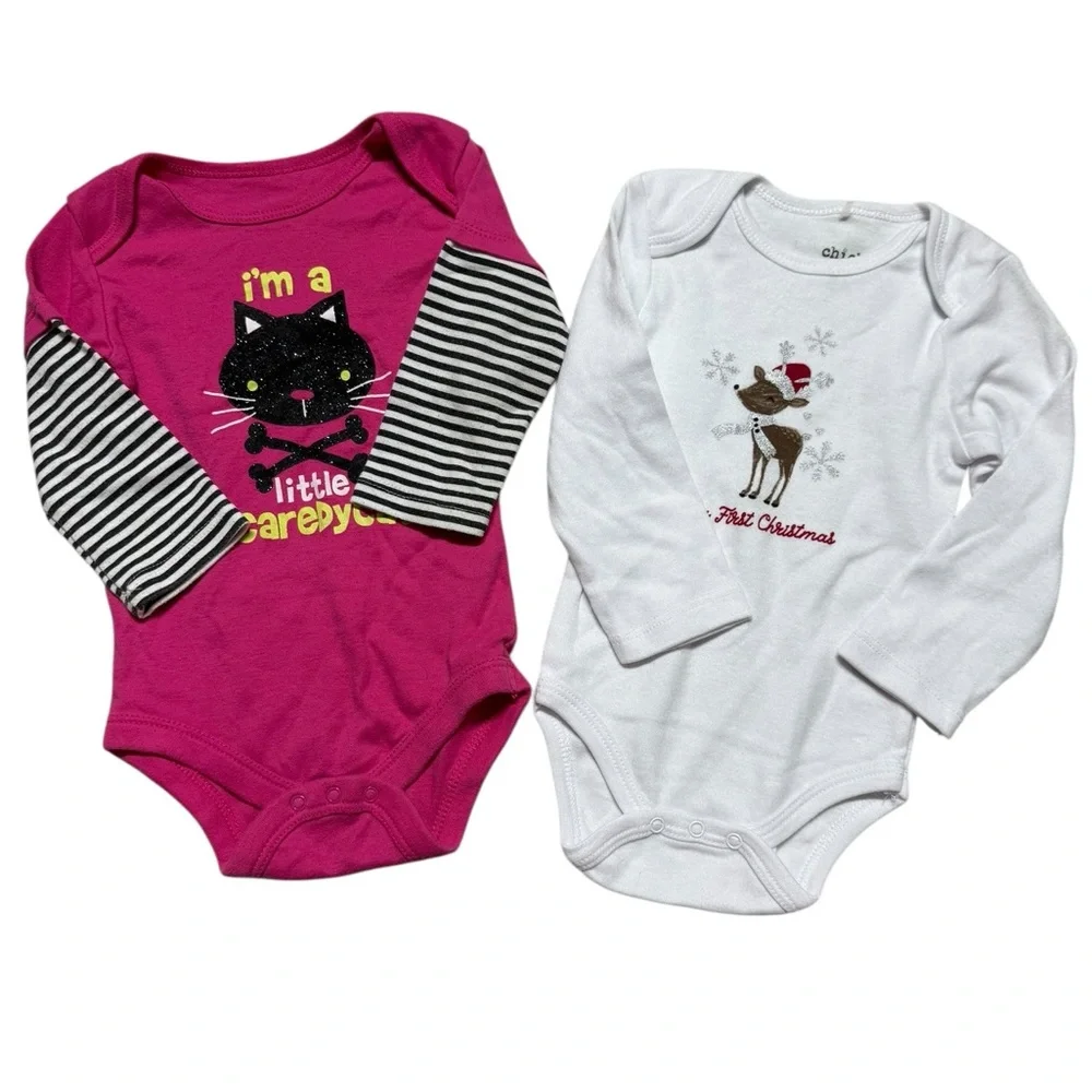 Baby Girl Long Sleeve Bodysuits Onesies Bundle | 12M | Chickpea and more
